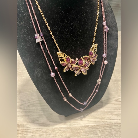 Amazing set of purple and gold tone necklaces!!! Double the fun w/these BEAUTIES - Picture 7 of 9
